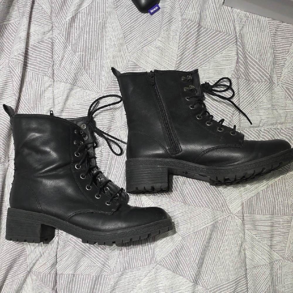 Madden Girl Black Combat Boots